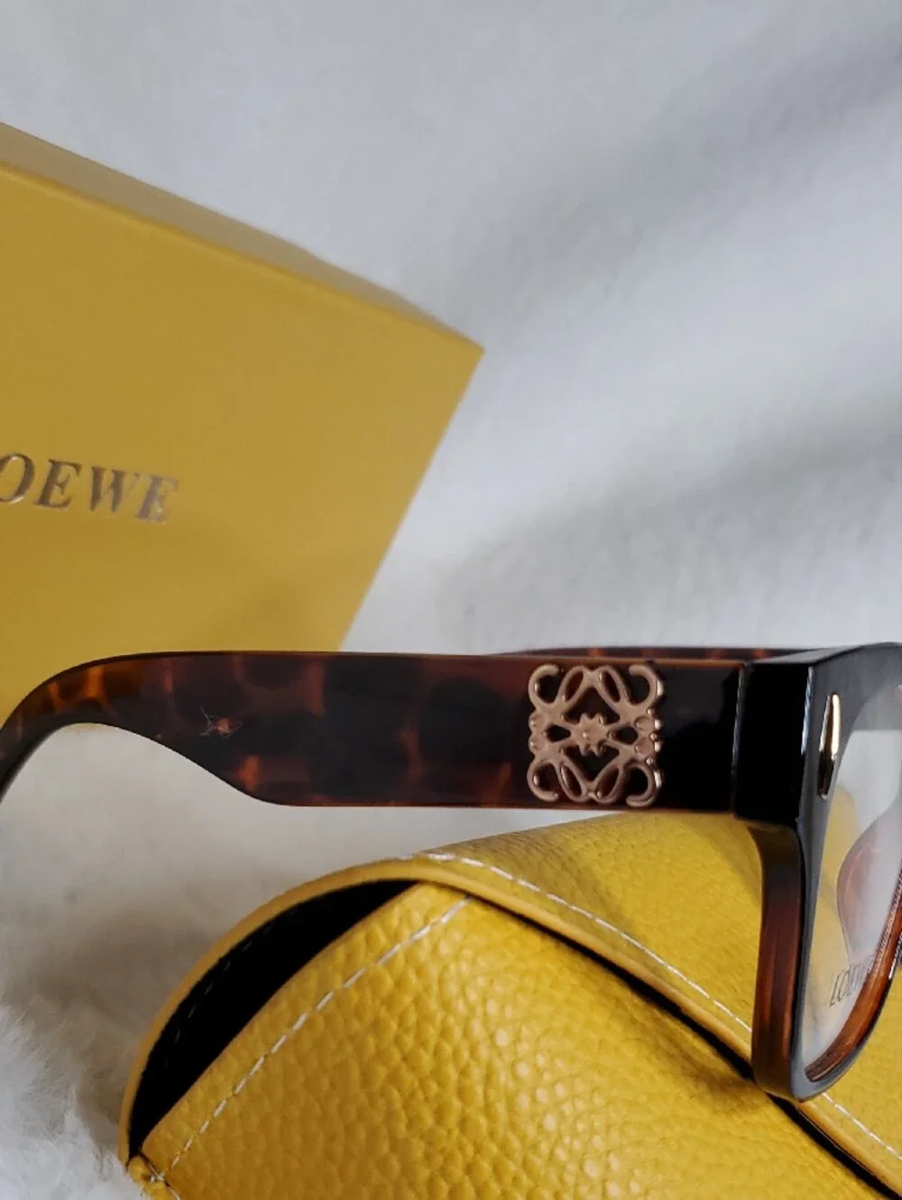 Loewe Tortoiseshell Square Frame Glasses with Yellow Loewe Case  Ready for RX.